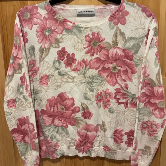 Alfred Dunner Beaded Floral Sweater Size Small Petite - Picture 1 of 6